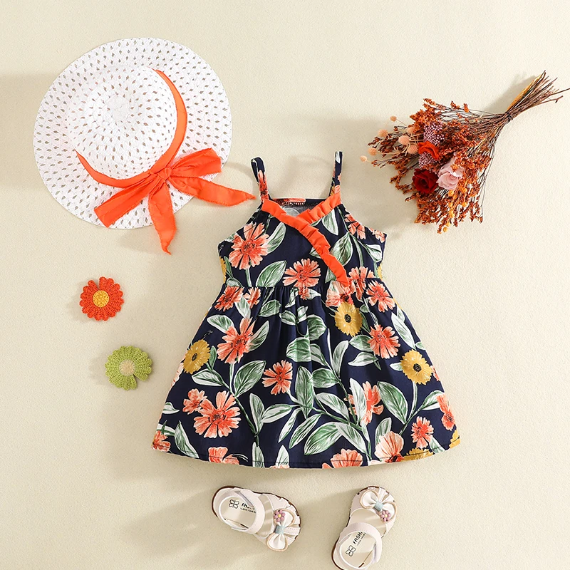 2pcs Summer Toddler Girl Dress Rayon Sleeveless Floral Plaid Outfits Beach Clothing For Girl Baby Princess Dress + Sunhat
2pcs Summer Toddler Girl Dress Rayon Sleeveless Floral Plaid Outfits Beach Clothing For Girl Baby Princess Dress + Sunhat