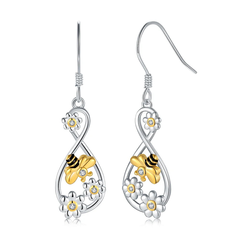 925 Sterling Silver Infinity Symbol Daisy Flower Bee Drop Earrings Delicate Jewelry for Women, Christmas Gifts for Teen Girls
925 Sterling Silver Infinity Symbol Daisy Flower Bee Drop Earrings Delicate Jewelry for Women, Christmas Gifts for Teen Girls
