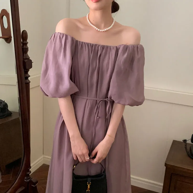 Lantern Sleeve Midi Dresses for Women Korean Summer Simple Vestidos Slash Neck Two-wear Robe Off-shoulder Pleated Woman Dress
Lantern Sleeve Midi Dresses for Women Korean Summer Simple Vestidos Slash Neck Two-wear Robe Off-shoulder Pleated Woman Dress
