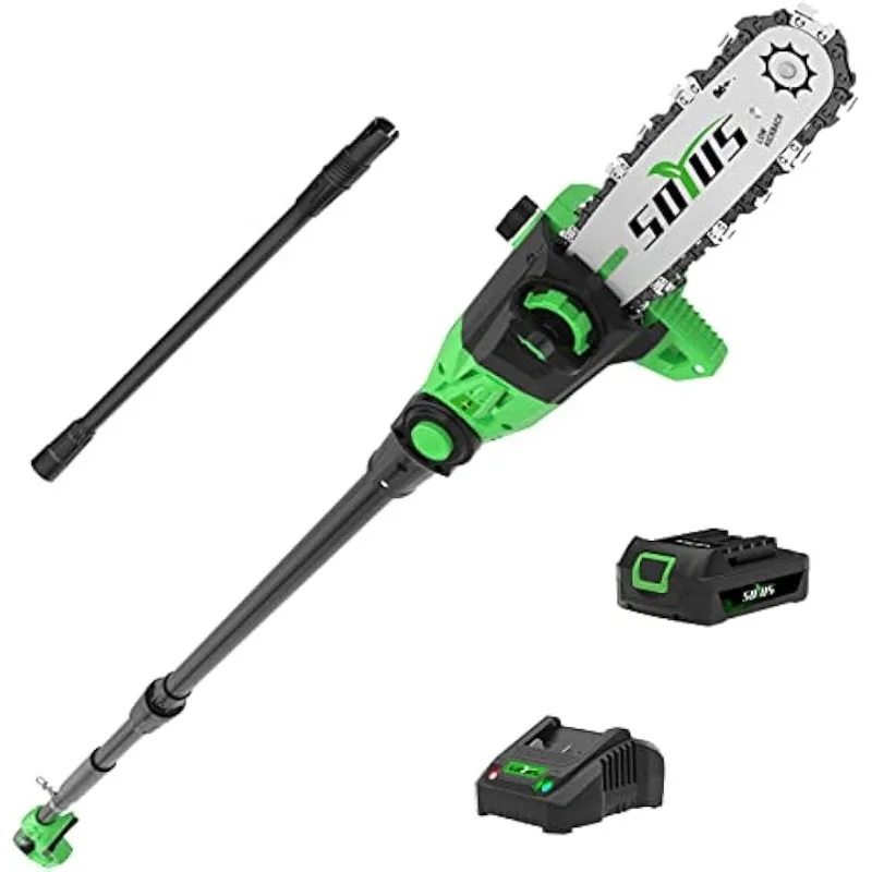 Cordless Pole Saw 8-Inch,15-Foot Max Reach Pole Saw for Tree Trimming, 16ft/s Speed, Auto Oiling, Multi-Angle Pole Chainsaw
Cordless Pole Saw 8-Inch,15-Foot Max Reach Pole Saw for Tree Trimming, 16ft/s Speed, Auto Oiling, Multi-Angle Pole Chainsaw