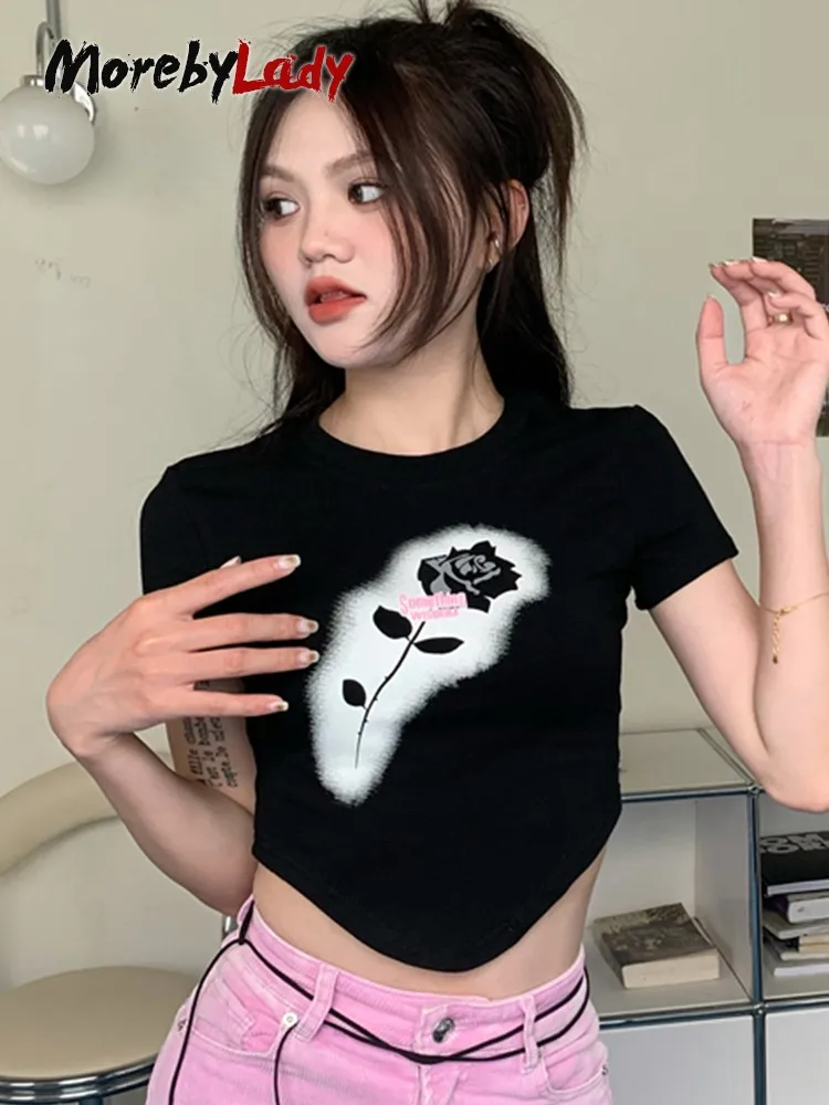 Morebylady Print Floral T Shirt Women Skinny Sexy Crop Tops Y2k Grunge Aesthetic Vintage Tops Retro Black Tshirt Summer Korean
Morebylady Print Floral T Shirt Women Skinny Sexy Crop Tops Y2k Grunge Aesthetic Vintage Tops Retro Black Tshirt Summer Korean