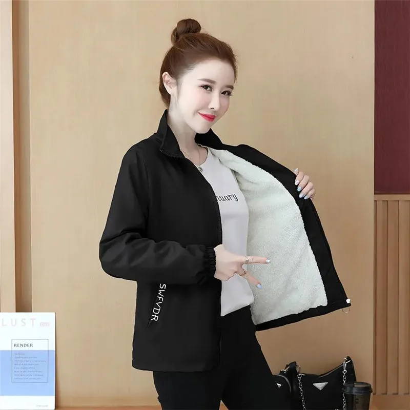 Fleece Stand Collar Coat Female Autumn Winter Jackets 2021 Loose Tops Women Padded Jacket Black Casual Outwear casaco feminino
Fleece Stand Collar Coat Female Autumn Winter Jackets 2021 Loose Tops Women Padded Jacket Black Casual Outwear casaco feminino