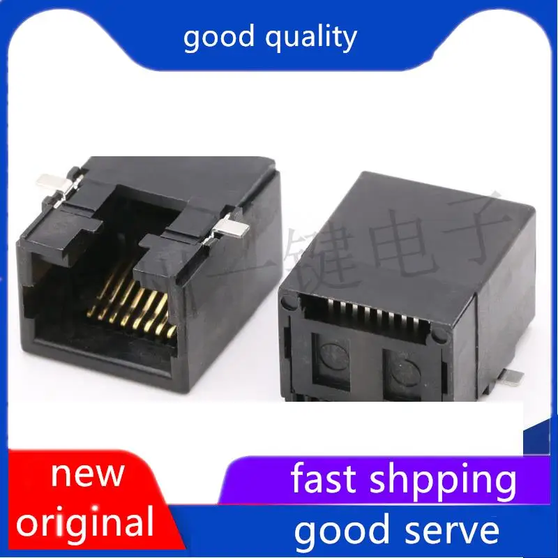 

10pcs original new RJ45 5222-8P8C-Borderless -90 ° - black full plastic network socket Registered jack mother seat