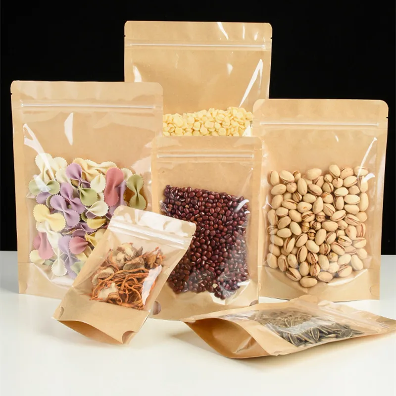 Thick Front Transparent Kraft Paper Bag Nut Tea Self-standting Ziplock Package Bag Zip Lock Plastic Display Window Bags 
Thick Front Transparent Kraft Paper Bag Nut Tea Self-standting Ziplock Package Bag Zip Lock Plastic Display Window Bags
