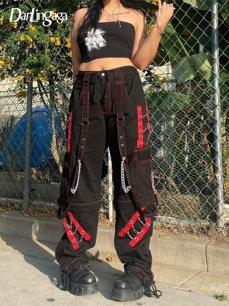 Darlingaga Streetwear Punk Style Grunge Gothic Cargo Pants Women Chain Patchwork Eyelet Baggy Trousers Dark Academia Hip Hop New
Darlingaga Streetwear Punk Style Grunge Gothic Cargo Pants Women Chain Patchwork Eyelet Baggy Trousers Dark Academia Hip Hop New