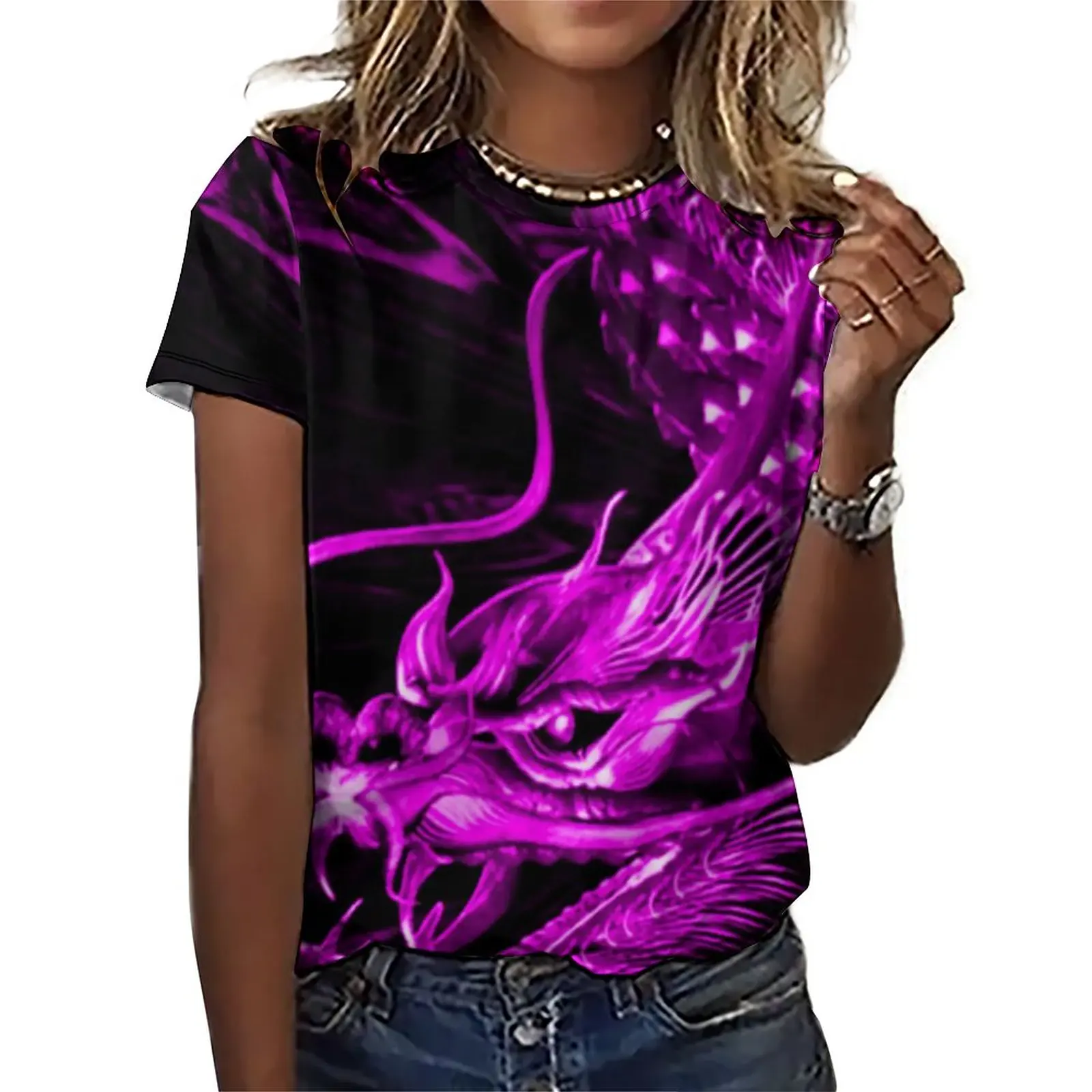Purple Chinese Dragon T-Shirt Fantasy Animal Print Retro Oversized T-Shirts Short Sleeve Street Wear Tees Ladies Custom Clothing
Purple Chinese Dragon T-Shirt Fantasy Animal Print Retro Oversized T-Shirts Short Sleeve Street Wear Tees Ladies Custom Clothing