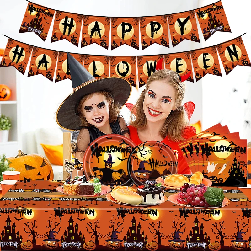 5/9sets Halloween Party Cutlery Set Halloween Plate Paper Cup Tissue Knives Forks Spoons Tablecloths Supplies For Party Home
5/9sets Halloween Party Cutlery Set Halloween Plate Paper Cup Tissue Knives Forks Spoons Tablecloths Supplies For Party Home
