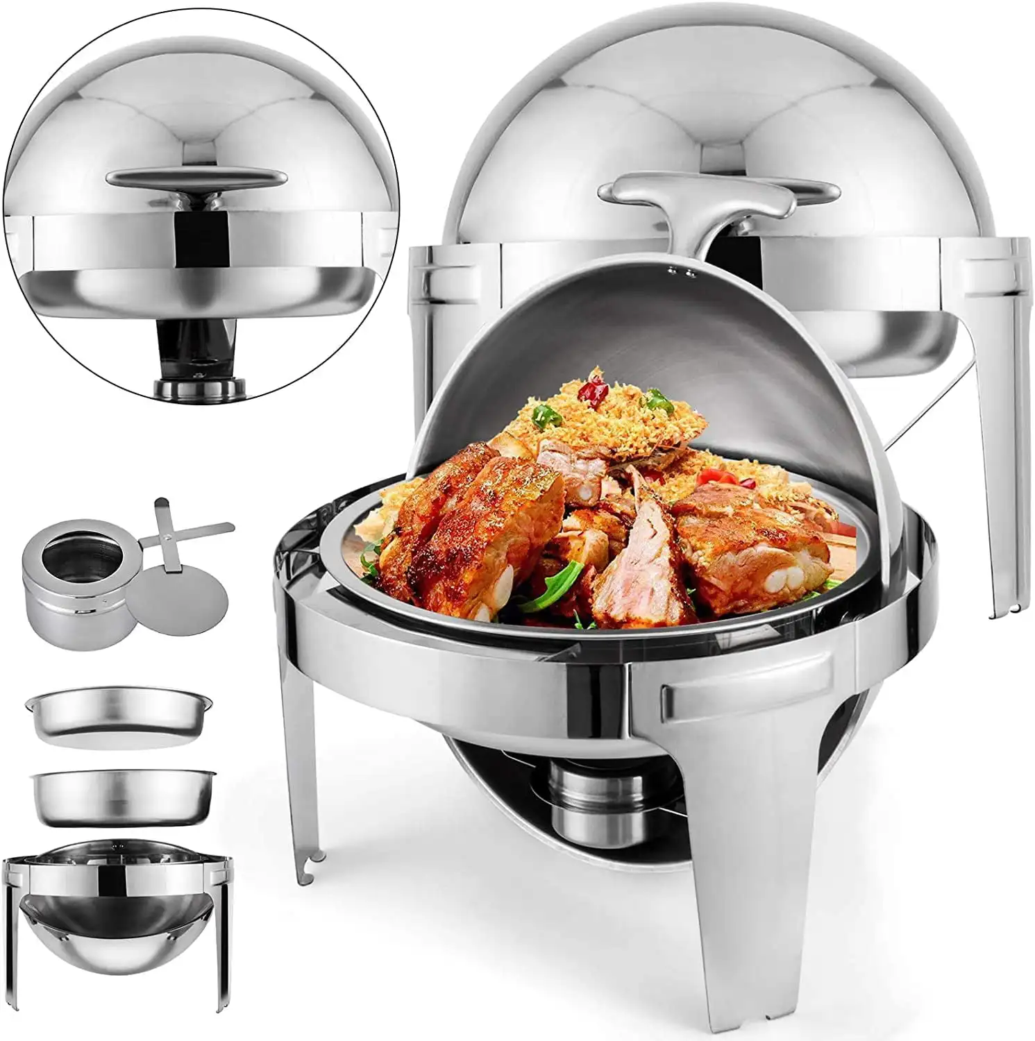 2 Packs Stainless Steel Chafing Dish 6 Quart Round Chafer Roll Top Chafer for Catering Buffet Warmer Set with Pans and Fuel Hold
2 Packs Stainless Steel Chafing Dish 6 Quart Round Chafer Roll Top Chafer for Catering Buffet Warmer Set with Pans and Fuel Hold
