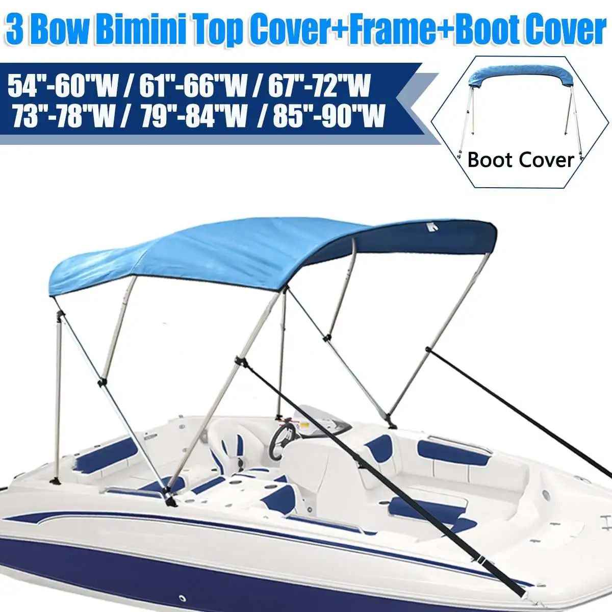 600D 3 BOW Bimini Top Canvas Cover Boot Cover with Frame Waterproof Anti-UV Sun Shade Heavy Duty Boat Roof Canopy Cover
600D 3 BOW Bimini Top Canvas Cover Boot Cover with Frame Waterproof Anti-UV Sun Shade Heavy Duty Boat Roof Canopy Cover