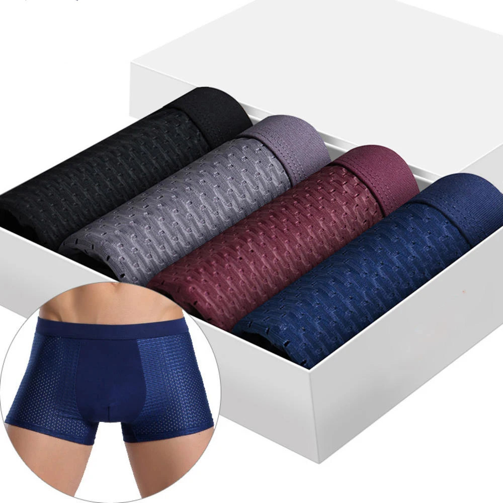4 Pack Mens Bamboo Soft Wear Underwear Shorts Summer Ice Silk Mesh Panties Breathable Loose And Comfortable Boxer Briefs
4 Pack Mens Bamboo Soft Wear Underwear Shorts Summer Ice Silk Mesh Panties Breathable Loose And Comfortable Boxer Briefs