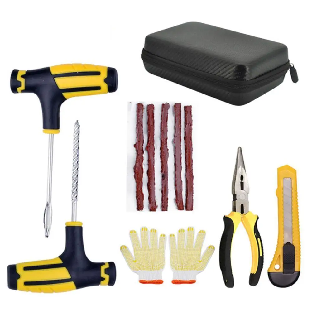 Auto Tire Repair Tool Kit With EVA Storage Bag Garage Bolt Tool Auto Motorcycle Tubeless Tire Puncture Plug Auto Accessories
Auto Tire Repair Tool Kit With EVA Storage Bag Garage Bolt Tool Auto Motorcycle Tubeless Tire Puncture Plug Auto Accessories
