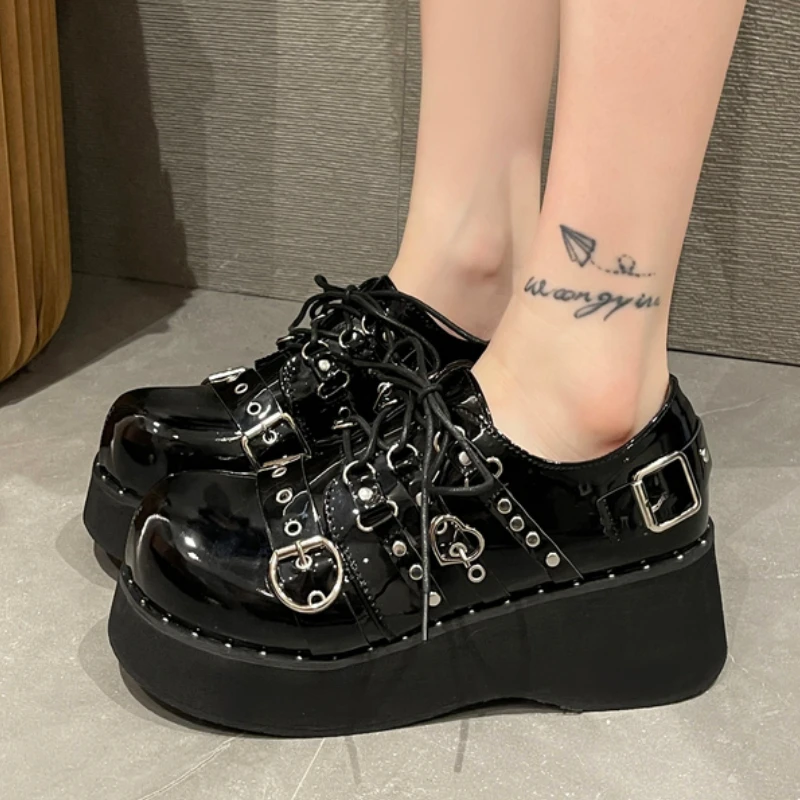 Women Pumps Mary Jane Derby Metal Decoration Platform Flat Heel Female Shoes Ladies Wedge Lolita Gothic Harajuku Punk Footwear
Women Pumps Mary Jane Derby Metal Decoration Platform Flat Heel Female Shoes Ladies Wedge Lolita Gothic Harajuku Punk Footwear