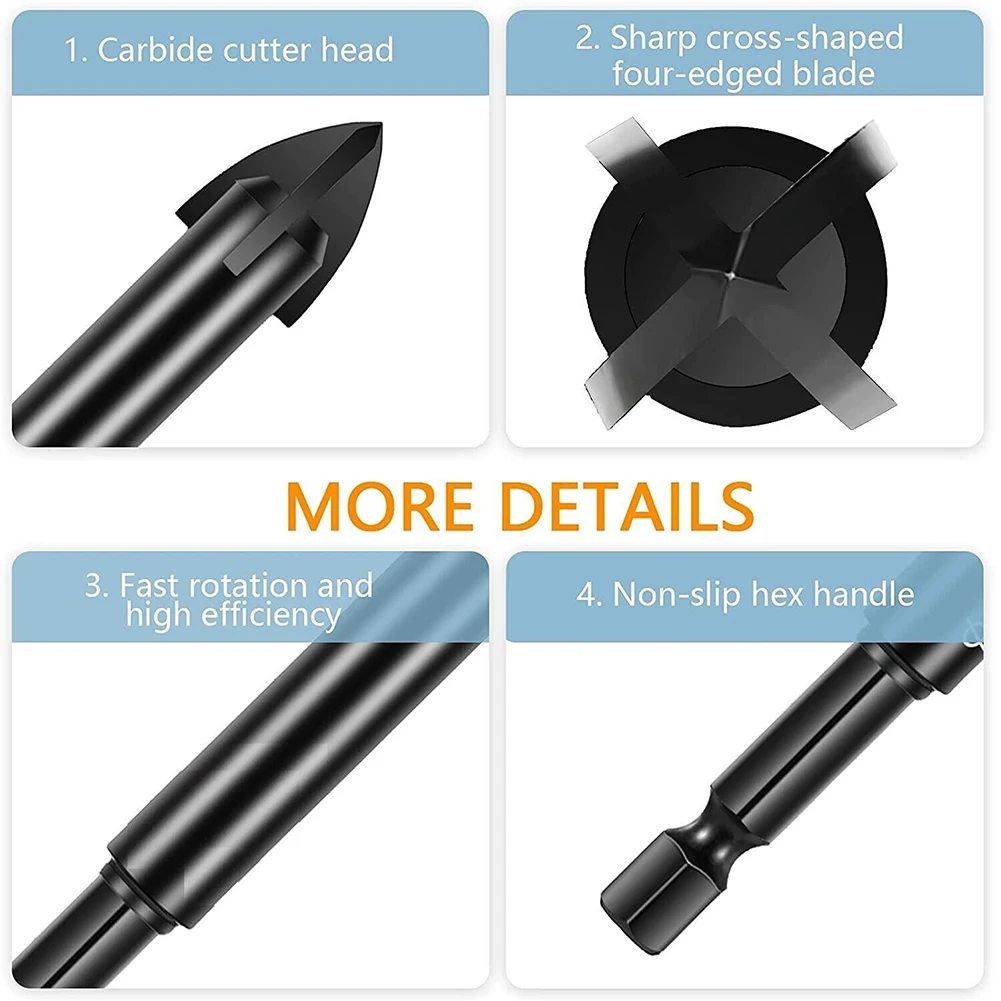 Drill Bits Professional Glass Hex Remember Tungsten Carbide 10pcs 6mm Drilling Ceramic Tiles The Drill Hardness
Drill Bits Professional Glass Hex Remember Tungsten Carbide 10pcs 6mm Drilling Ceramic Tiles The Drill Hardness