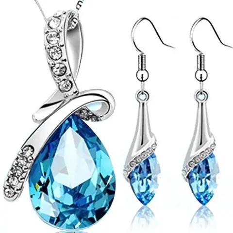 925 Sterling Silver Jewelry Set for Women Water Drop Pendant Necklace Hoop Earrings Wedding Party Ceremoey Anel Bride Rhinestone
925 Sterling Silver Jewelry Set for Women Water Drop Pendant Necklace Hoop Earrings Wedding Party Ceremoey Anel Bride Rhinestone