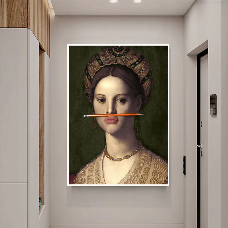 European Classical Oil Painting On Canvas Poster Pen and Lips Creative Prints Wall Art Funny Decorative Pictures For Living Room
European Classical Oil Painting On Canvas Poster Pen and Lips Creative Prints Wall Art Funny Decorative Pictures For Living Room