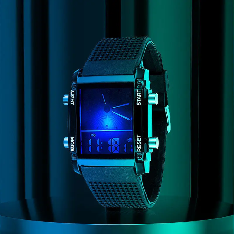 Pointer Digital Dual Display Electronic Watch Alarm Clock Watch Square Men's LCD digital watch for men and womend
Pointer Digital Dual Display Electronic Watch Alarm Clock Watch Square Men's LCD digital watch for men and womend