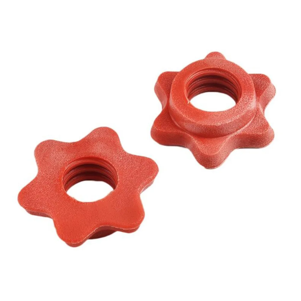 

25mm(1\") Dumbbell Nut 4pc Bar Barbell Check Clips Collars Dumbbell Lock Nut Plastic Red Screw Spinlock Weight