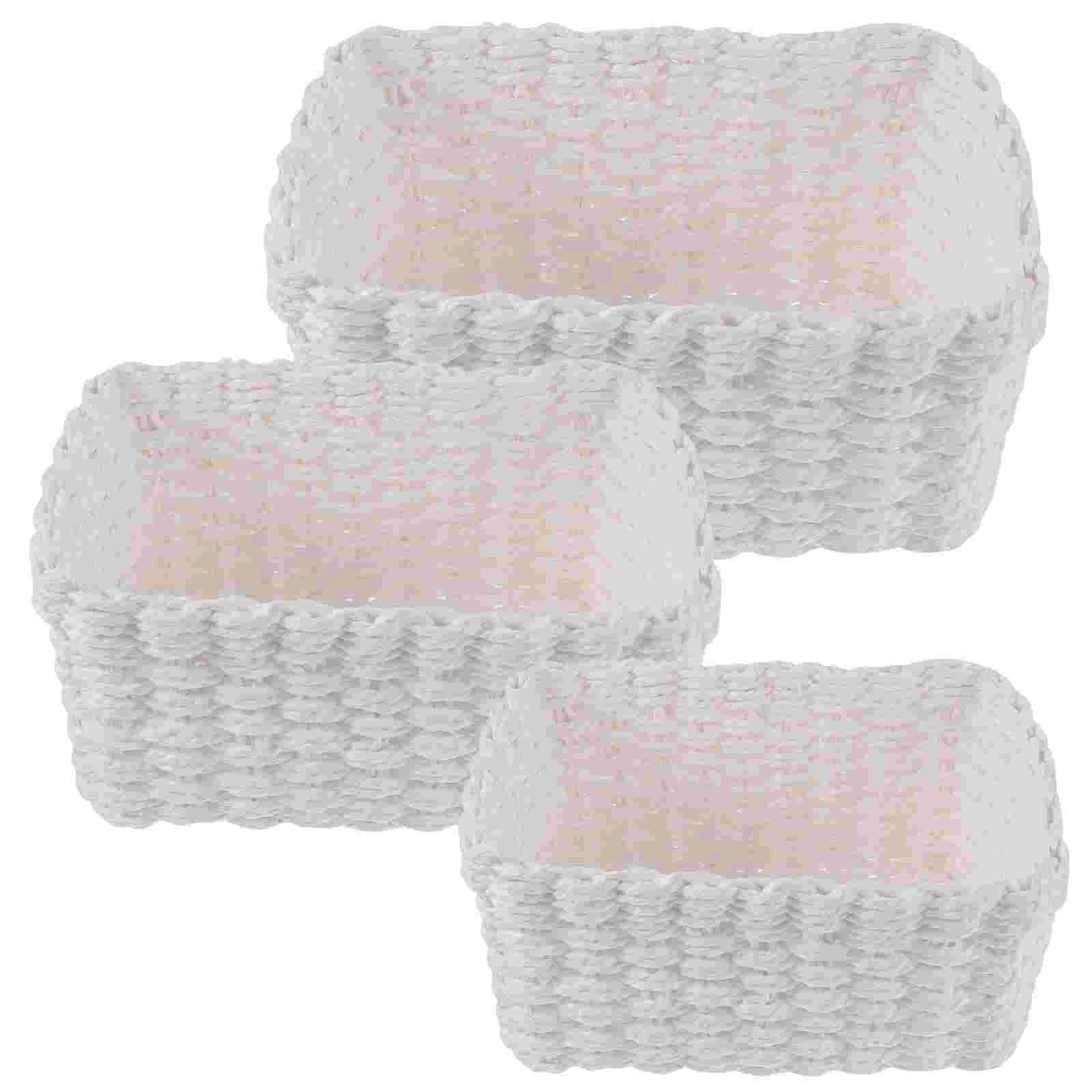 Paper Rope Baskets Sundries Organizer Woven Storage Hand Made Bedroom Household Snack Holder White 
Paper Rope Baskets Sundries Organizer Woven Storage Hand Made Bedroom Household Snack Holder White