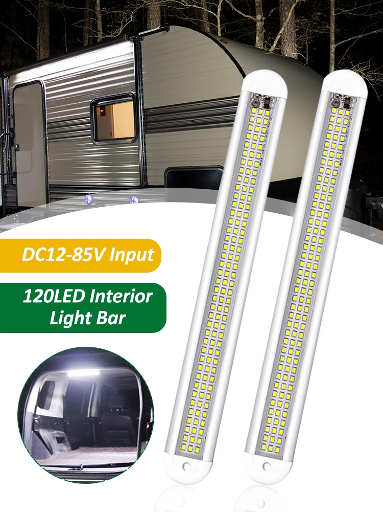 12V-85V Interior Light Bar 120LED 1800LM 12W LED Light Strip with Switch Dome Lights 6500K White for RV Camper Van Truck Trailer
12V-85V Interior Light Bar 120LED 1800LM 12W LED Light Strip with Switch Dome Lights 6500K White for RV Camper Van Truck Trailer