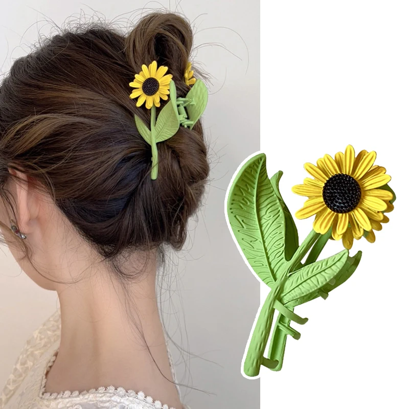 

Summer 2022 Sunflower Tulip Flower Hair Clip Clamp Cute Grab Shark Hair Claws Women Headgear Hairpins Pince Cheveux