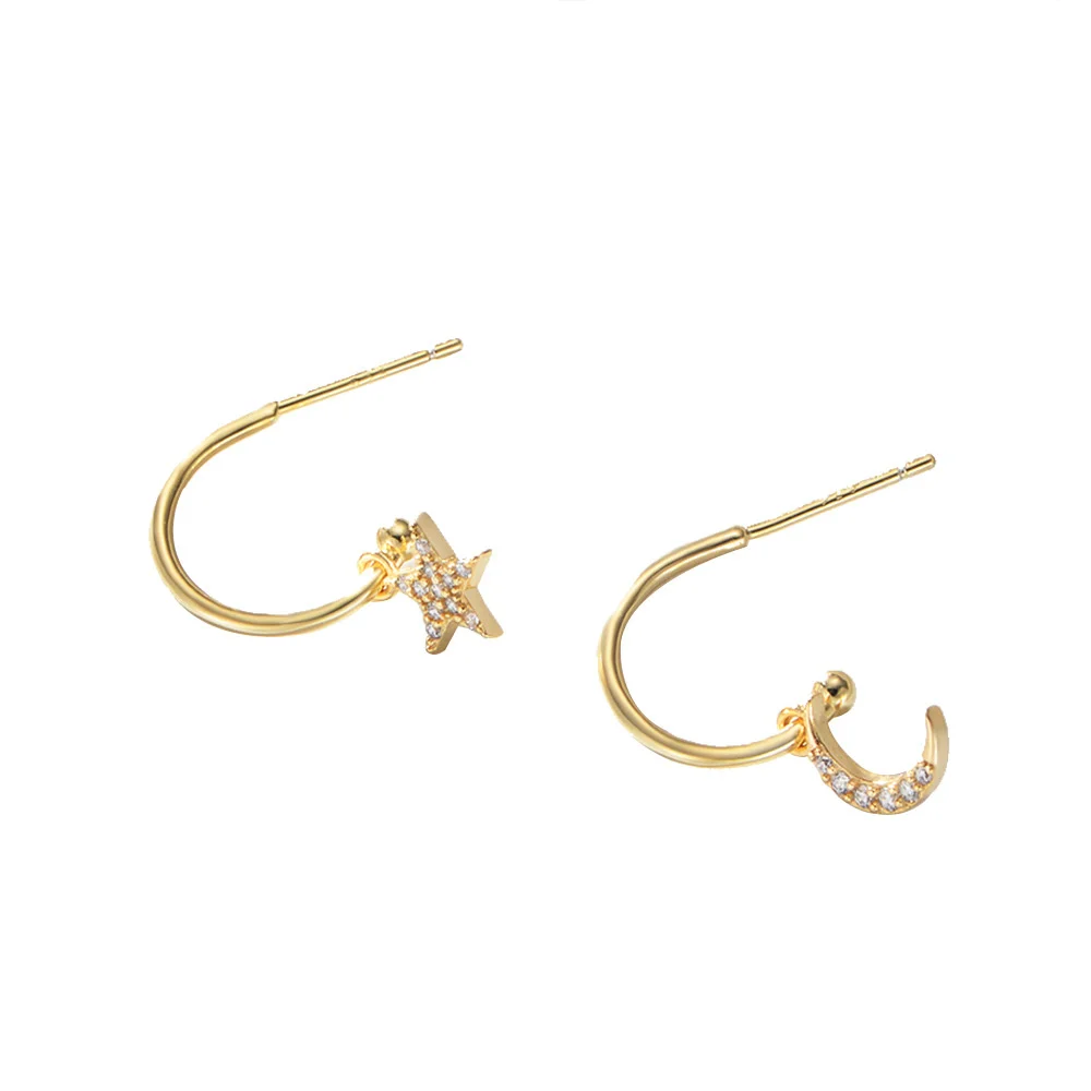 S925 Sterling Silver Star Moon Asymmetric African Earrings Women Female Temperament Korean Personality Versatile Trend Zircon
S925 Sterling Silver Star Moon Asymmetric African Earrings Women Female Temperament Korean Personality Versatile Trend Zircon