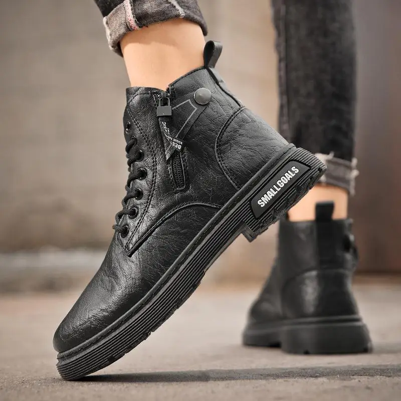 Men's Shoes Fall High Top British Style Retro Men's Casual Leather Shoes Mid-Top Boys Black Working Wear Leath
Men's Shoes Fall High Top British Style Retro Men's Casual Leather Shoes Mid-Top Boys Black Working Wear Leath