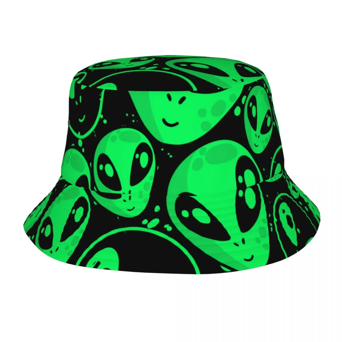 

2023 Men Women Summer Green Alien UFO Bucket Hat Bob Fisherman hat Outdoor Travel Sun Visor Fashion Panama