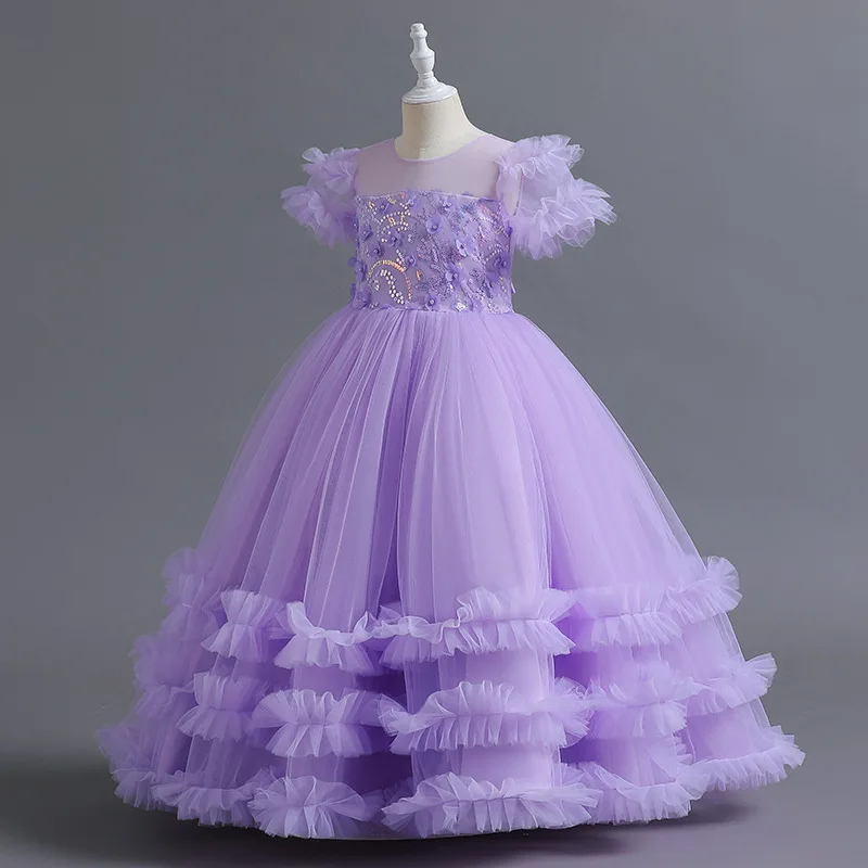 Short Sleeves Purple Tulle Tutu Ballgown Flower Girls Maxi Dress Bridesmaid Wedding Pageant Party Gown 6-17 Age
Short Sleeves Purple Tulle Tutu Ballgown Flower Girls Maxi Dress Bridesmaid Wedding Pageant Party Gown 6-17 Age