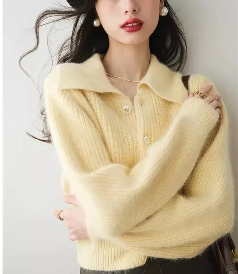 Yellow Red Lapel Short Sweater Knitted Cardigan Women's Spring and Autumn New Beautiful Fashion Sweater Coat Polo Top Knitted
Yellow Red Lapel Short Sweater Knitted Cardigan Women's Spring and Autumn New Beautiful Fashion Sweater Coat Polo Top Knitted
