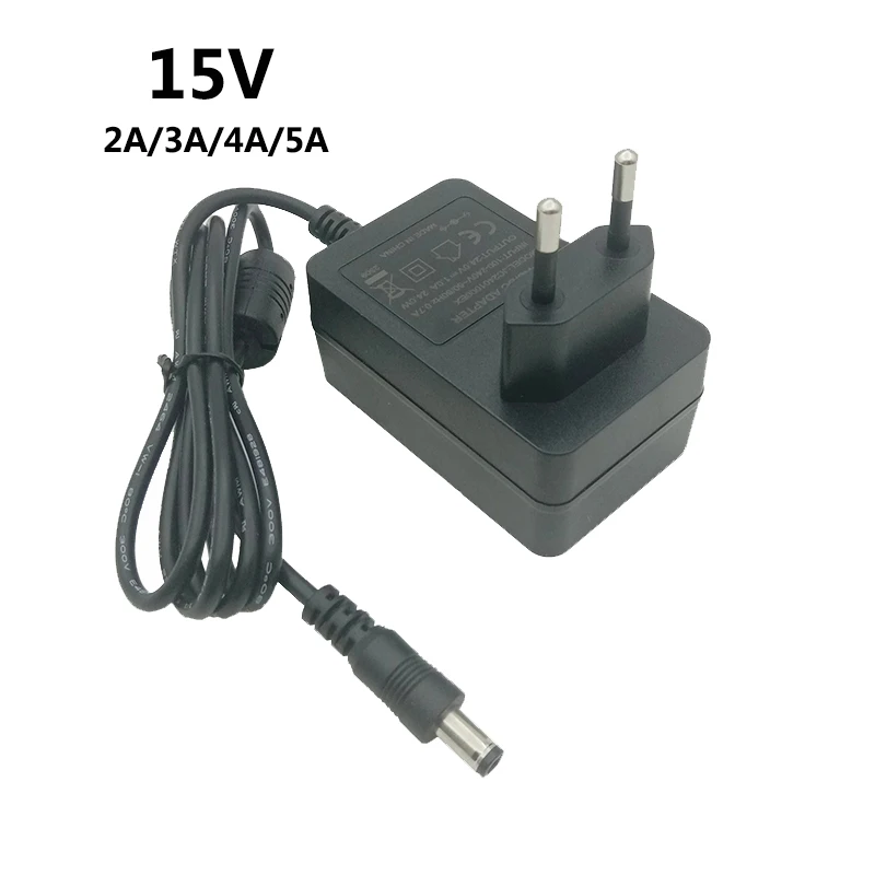 

15V 2A 3A 4A 5A 15 V Power Adapter Supply 15 Volt Converter EU US UK AU Plug 5.5mmx2.1-2.5mm DC Adaptor Transformer Switching