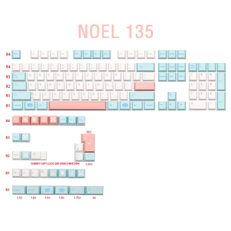 135 Keys Noel Keycaps PBT Dye Subbed Keycap Cherry Profile For Mechanical MX Switch Keyboard With ISO Enter
135 Keys Noel Keycaps PBT Dye Subbed Keycap Cherry Profile For Mechanical MX Switch Keyboard With ISO Enter