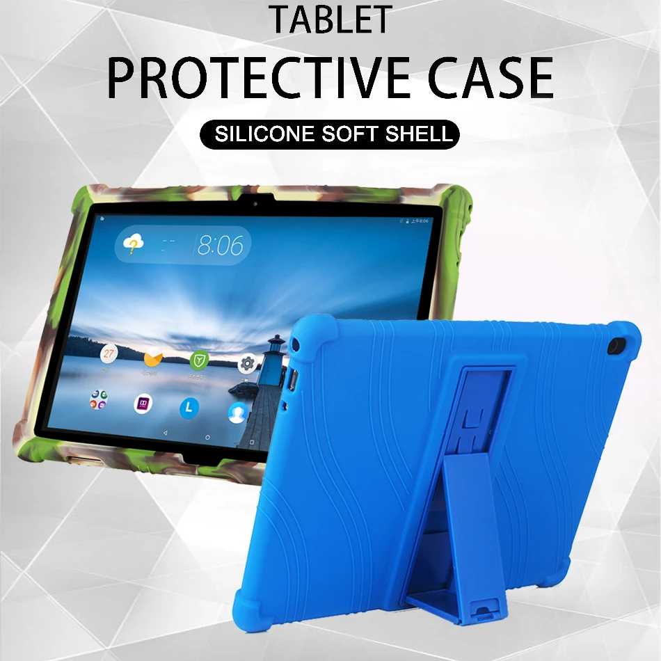 

4 Thicken Cornors Silicon Cover Case with Kickstand For Lenovo Tab M10 FHD TB-X605F/L" Tablet Shockproof Funda M10 HD TB-X505F/X