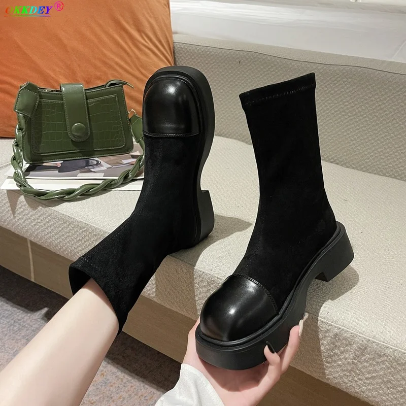 2021 New Winter Stretch Stocking Boots Black Flat Shoes Thick Heel Punk Boots Sleeve Martin Boots Thick-soled Combat Ankle Boots
2021 New Winter Stretch Stocking Boots Black Flat Shoes Thick Heel Punk Boots Sleeve Martin Boots Thick-soled Combat Ankle Boots