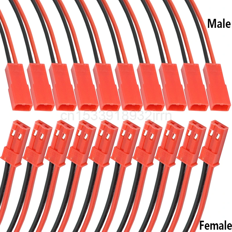 

10Pcs JST 2Pin 10CM 15CM 20CM Male Female Connector Wire 2P Plug Jack DIY Electrical Cable For RC BEC Battery Toys 22AWG Red