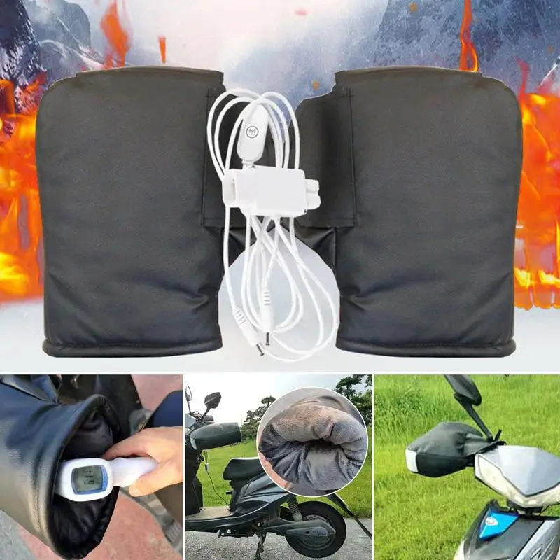 

Motorbike Scooter Handlebar Grip Muffs Electric Heated Gloves 3 Adjustable Temperature Waterproof Heating Muffs For Motorcycle