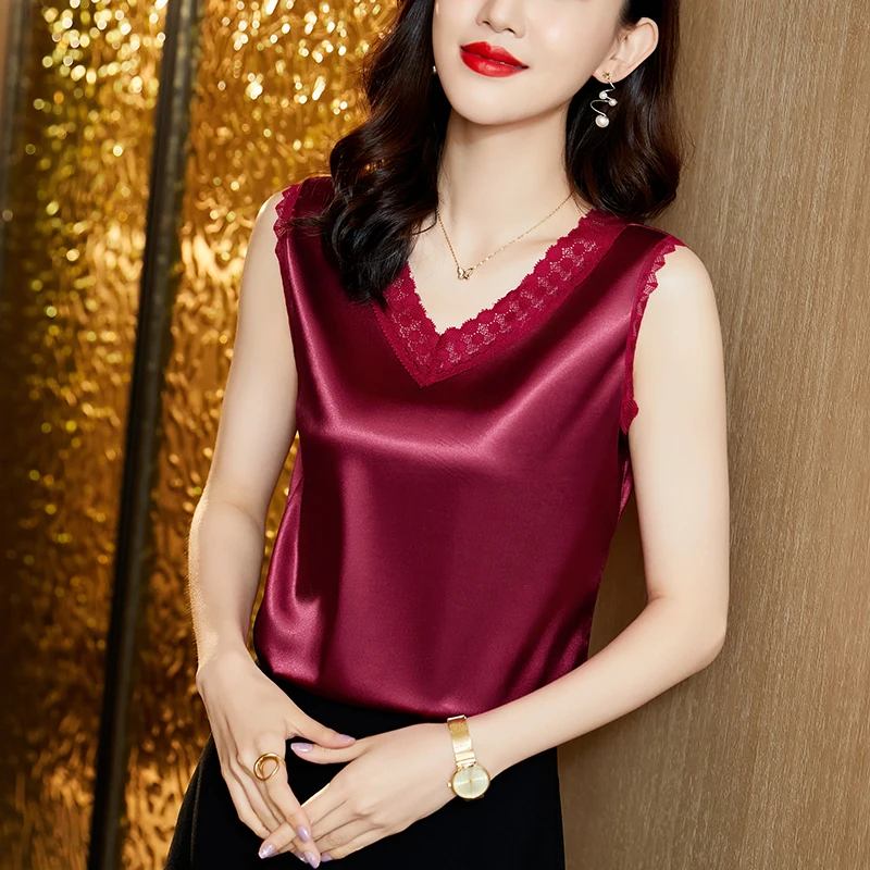 Summer Silk Korean Tank Top Lace Sleeveless Tops for Women Solid Green Office Lady Spaghetti Strap Tank Top
Summer Silk Korean Tank Top Lace Sleeveless Tops for Women Solid Green Office Lady Spaghetti Strap Tank Top