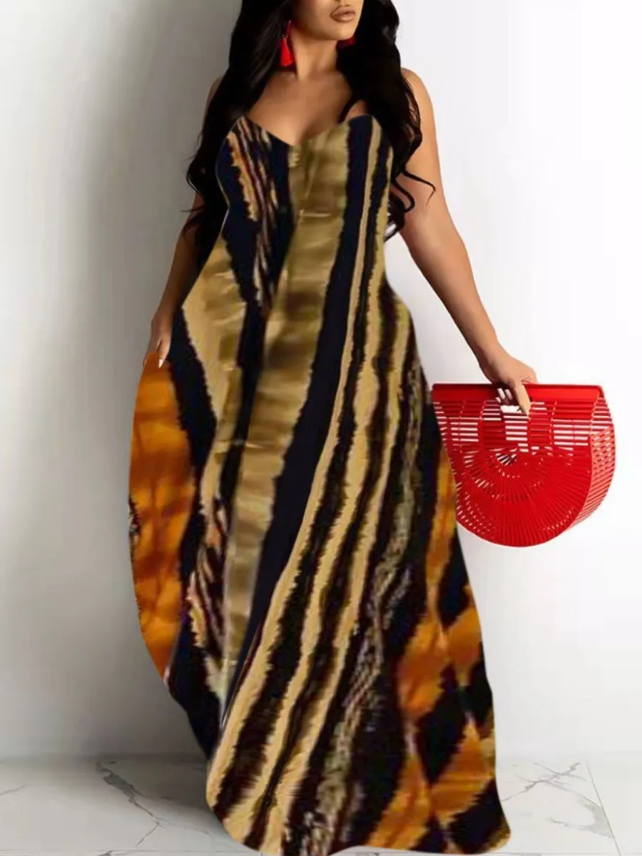LW COTTON Tie-dye Cami Loose Dress Spaghetti Straps Brown Floor Length Dress Boho Maxi Vestidos Sleeveless Stretch Overalls
LW COTTON Tie-dye Cami Loose Dress Spaghetti Straps Brown Floor Length Dress Boho Maxi Vestidos Sleeveless Stretch Overalls