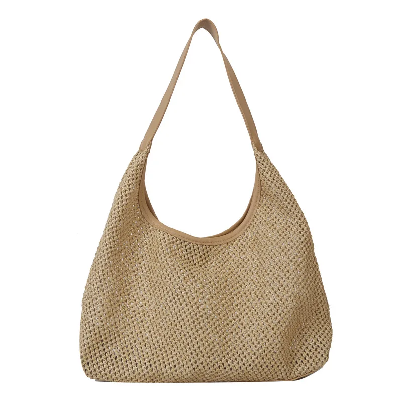 

Модная плетеная женская сумка через плечо из ротанга, винтажная универсальная вместительная сумка-тоут для отдыха, лето
