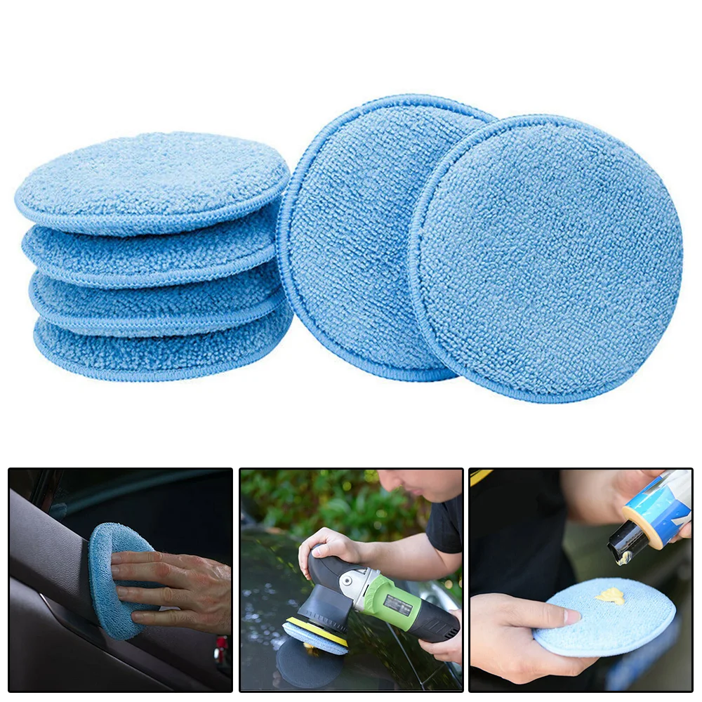 

24pcs 5inch Car Applicator Cleaning Polish Pad Foam Sponge Microfiber Waxing Applicator Pad Cleaner Washable And Reusable Tool