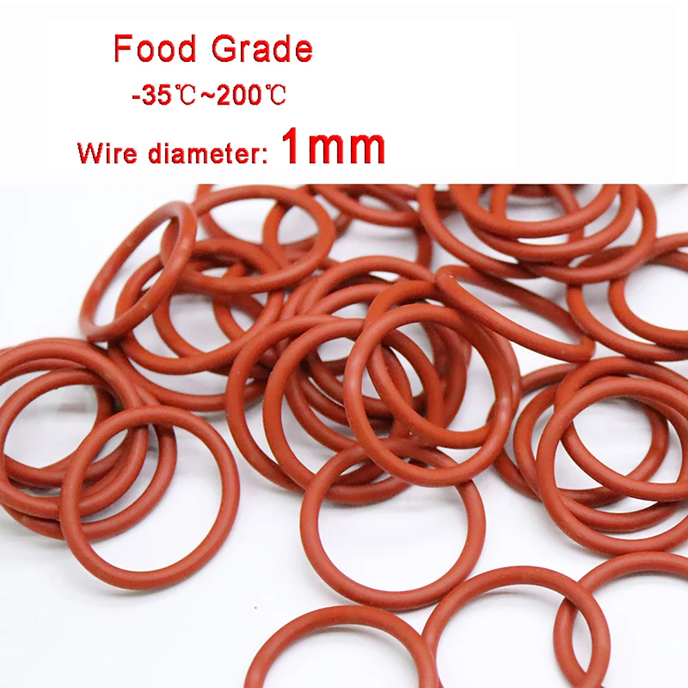 

Уплотнительное кольцо из пищевого силикона, диаметр проволоки 1 мм, наружный диаметр 5-46 мм, красные уплотнительные кольца, уплотнительные к...