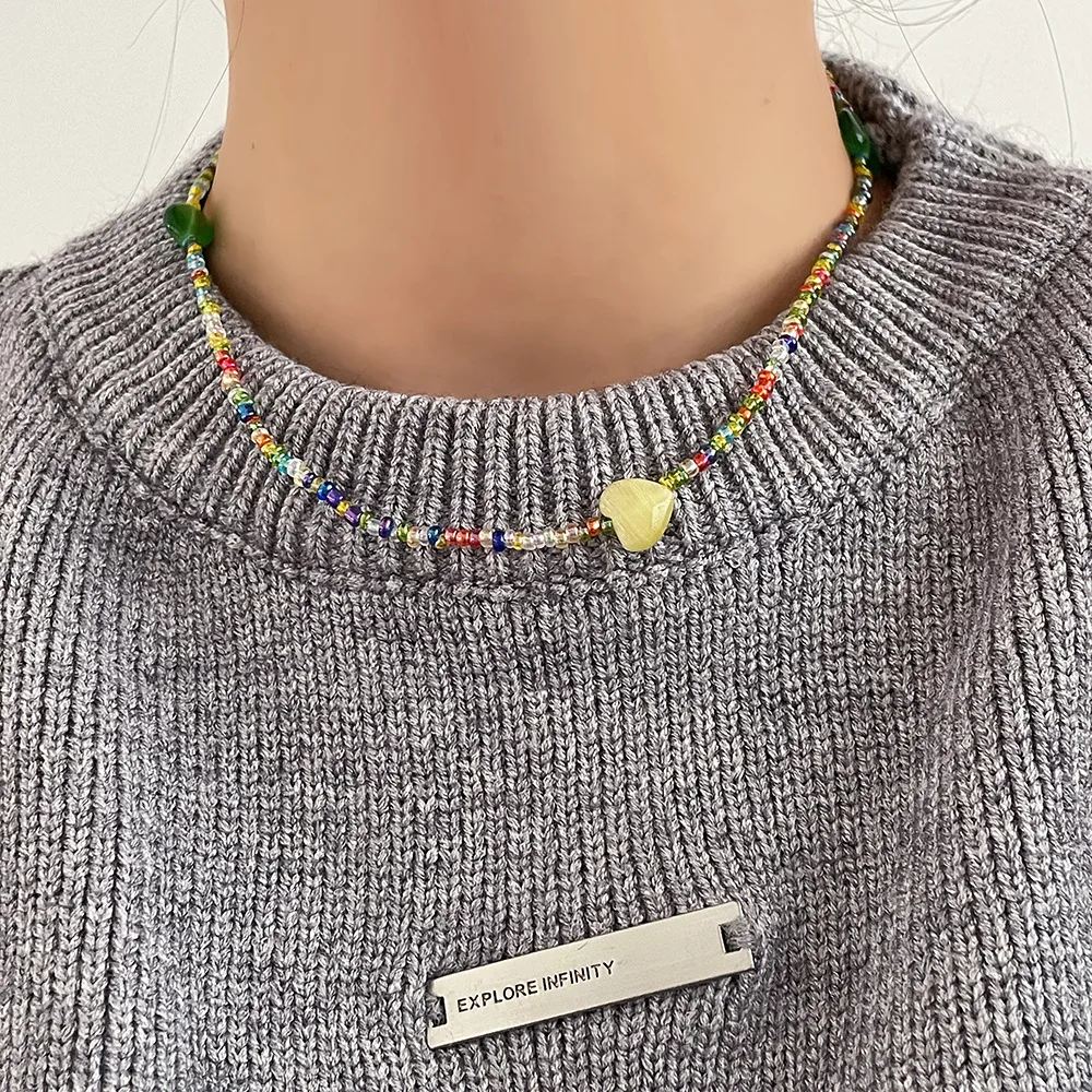 ALLNEWME Charming Multicolor Irregular Arcylic Beaded Chokers Necklace for Women Green Color Love Heart Necklace Accessories
ALLNEWME Charming Multicolor Irregular Arcylic Beaded Chokers Necklace for Women Green Color Love Heart Necklace Accessories