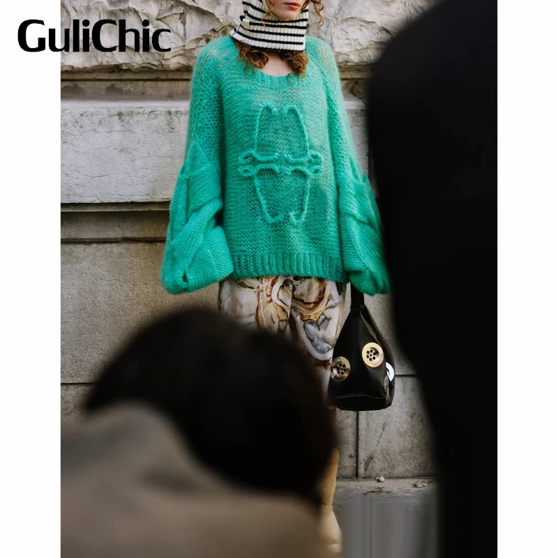 1.12 GuliChic Women Soft Comforable Letter Embroidery Lantern Sleeve Mohair Hollow Out Twist Knit Loose Pullover Sweater
1.12 GuliChic Women Soft Comforable Letter Embroidery Lantern Sleeve Mohair Hollow Out Twist Knit Loose Pullover Sweater