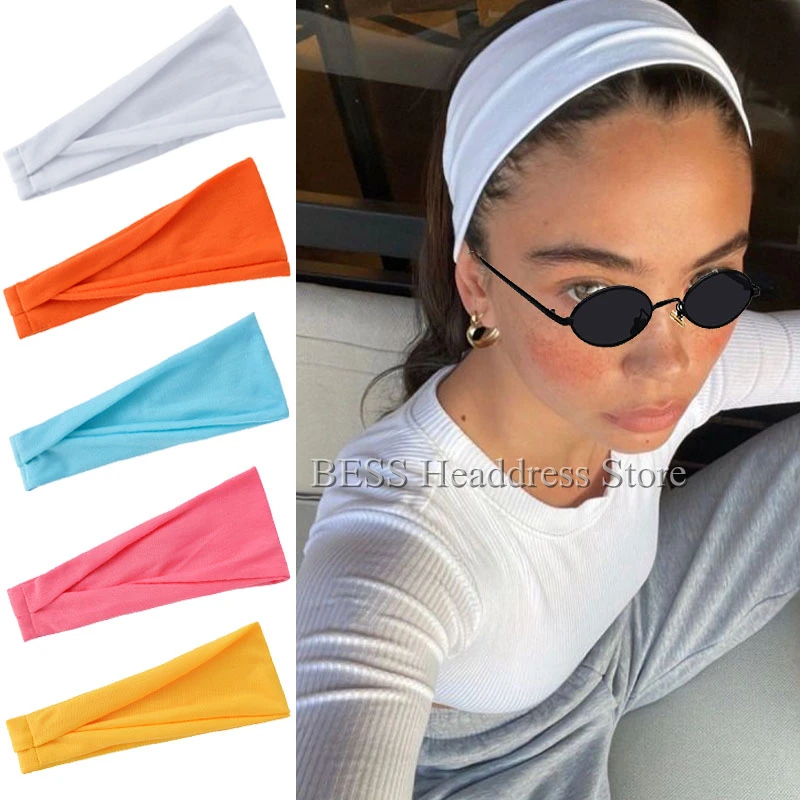 

Women Makeup Headband Solid Twist Cotton Wide Turban Knotted Headwrap Girls Hoop Hairband Fashion Hair Accessories Yoga Headband