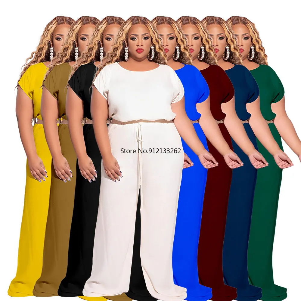 Summer Elegent African Women O-neck Short Sleeve Polyester Solid Color Two Pieces Sets Top and Long Pant African Suit XL-5XL 
Summer Elegent African Women O-neck Short Sleeve Polyester Solid Color Two Pieces Sets Top and Long Pant African Suit XL-5XL