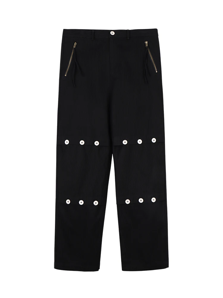 LEONSENSE Open Panel Trousers Black Button Straight Design Dark Stripes Washed Cotton Casual Men's
LEONSENSE Open Panel Trousers Black Button Straight Design Dark Stripes Washed Cotton Casual Men's