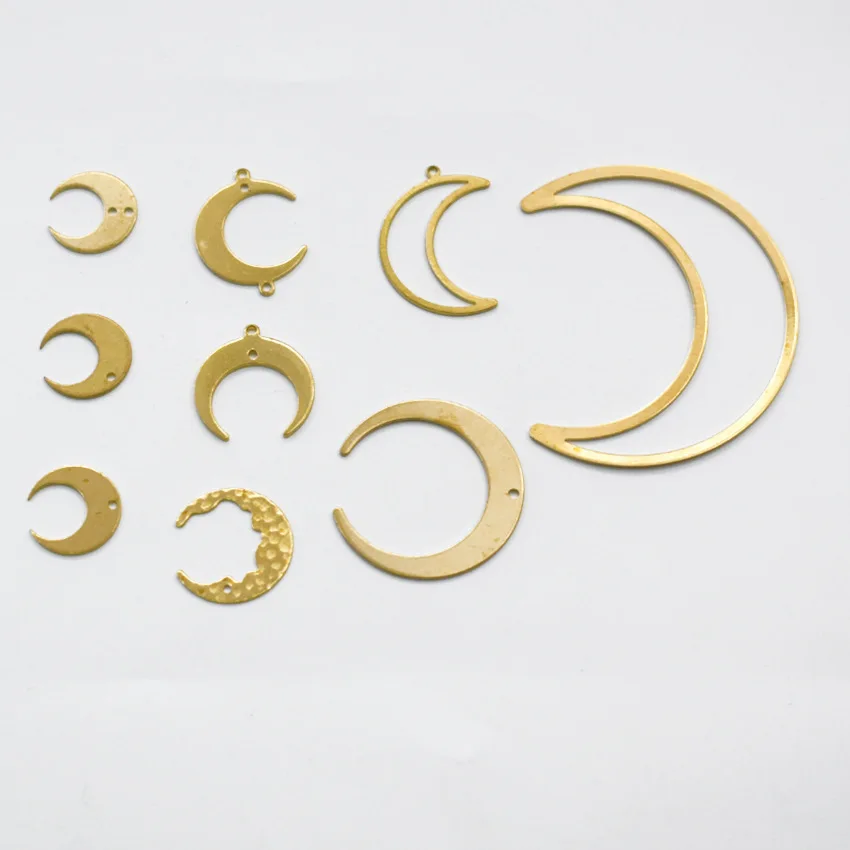 

10Pcs Raw Brass Moon Charms Crescent Frame Pendant Connectors Diy For Witchy Celestial Drop Earring Necklace Jewelry Making