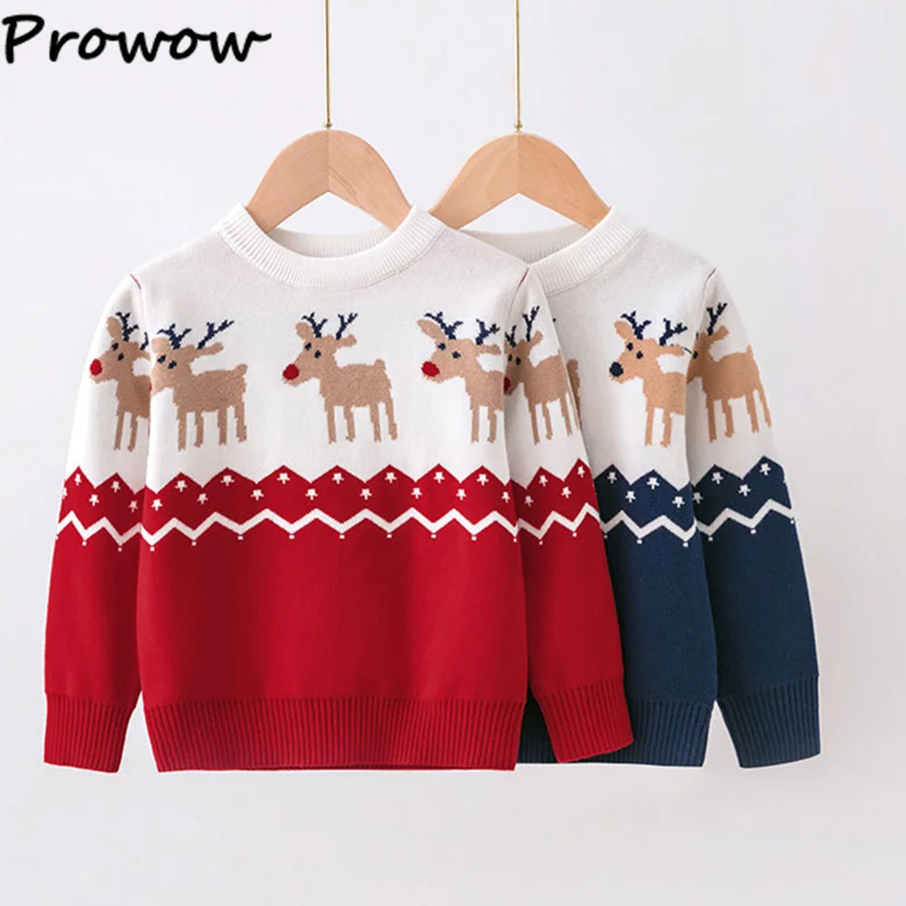 Prowow Kids Christmas Sweaters Long Sleeve Knitted Sweater Deer Print Child Pullover Tops Winter Clothes 2023 Children
Prowow Kids Christmas Sweaters Long Sleeve Knitted Sweater Deer Print Child Pullover Tops Winter Clothes 2023 Children