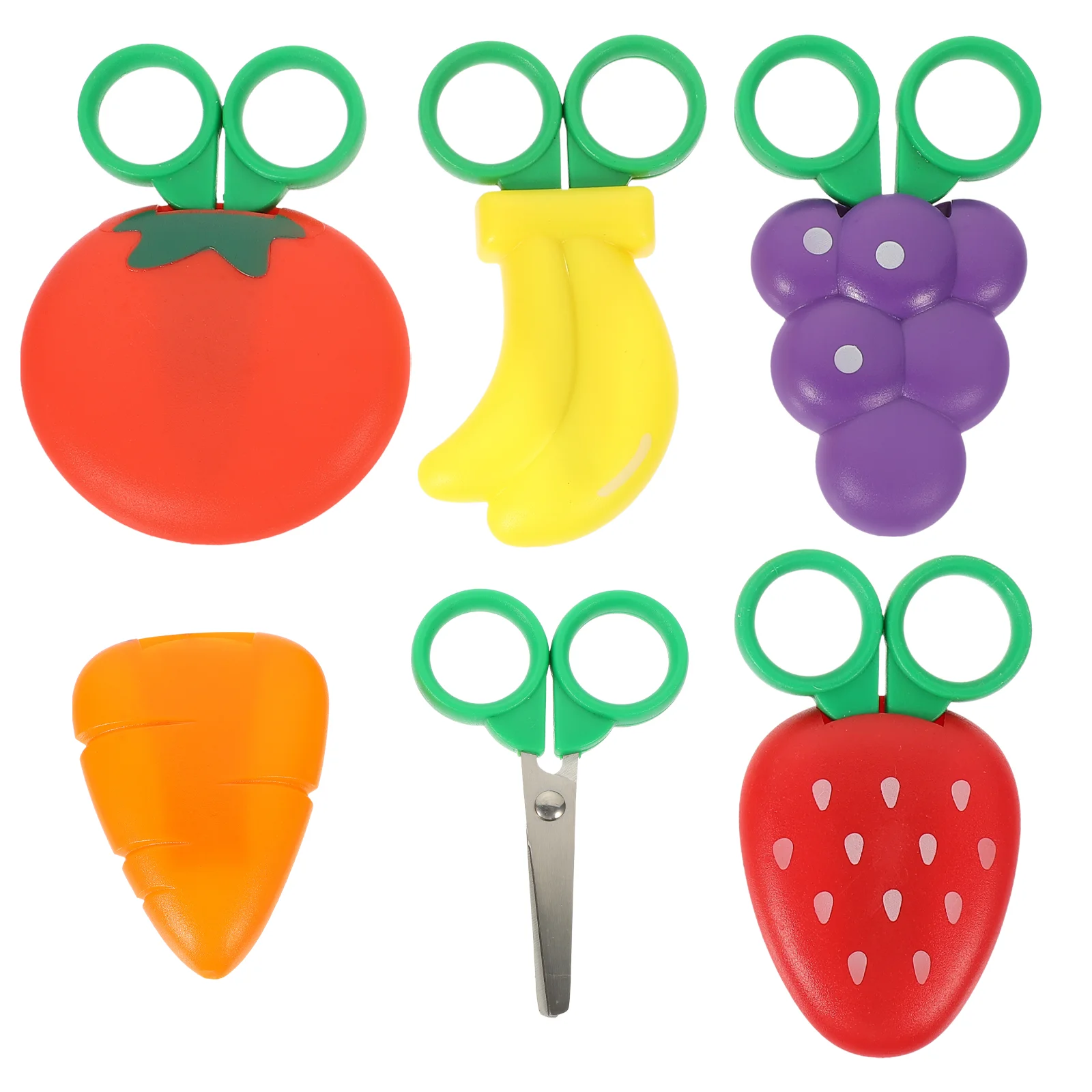 

5 Pcs Fruit Shape Scissors Sewing Cutters Kids Toddler Fridge Magnets School Children Safety Ages 3-5 6-8 Modeling Small