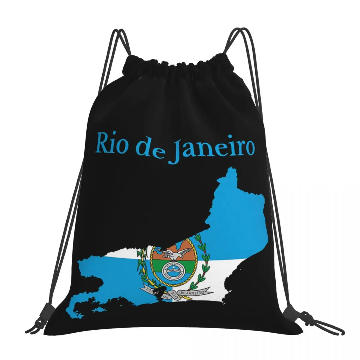 

Drawstring Bags Gym Bag Rio De Janeiro State Map Flag Brazil Funny Graphic Backpack R282 Infantry pack Humor Graphic