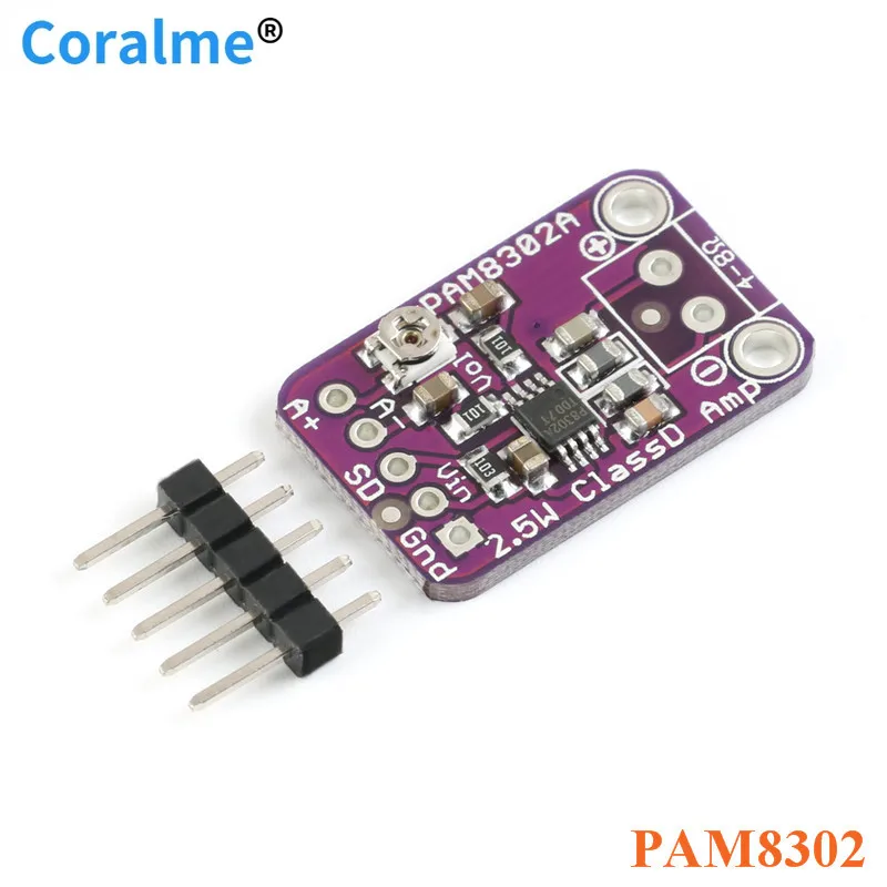 PAM8302A CJMCU-832 PAM8302 2.5W single channel Class D Audio power amplifier module development board
PAM8302A CJMCU-832 PAM8302 2.5W single channel Class D Audio power amplifier module development board